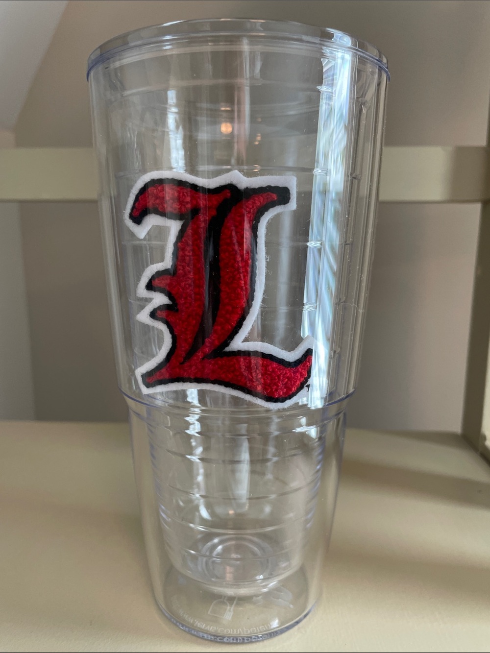 Tervis Tumbler Louisville Cardinals Clear insulated Red Script 'L' 24 oz NEW